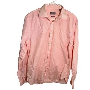 Michael Kors Slim Fit Dress Shirt White Orange Checkered